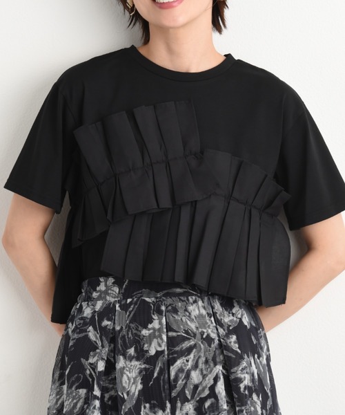 INTERPLANET（インタープラネット）の「ＴＣブロードアシメフリルＴシャツ（Tシャツ/カットソー・レディース・オフホワイト/ブラック・FREE）」の17枚目の写真