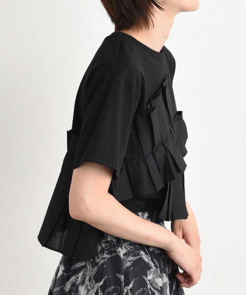 INTERPLANET（インタープラネット）の「ＴＣブロードアシメフリルＴシャツ（Tシャツ/カットソー・レディース・オフホワイト/ブラック・FREE）」の18枚目の写真