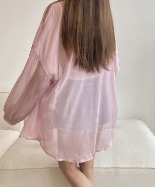 SEU(エスイーユー)の「【10色展開】着る日傘 トレンドシアーシャツカーディガン ゆったり 体型カバー 紫外線対策 冷房対策 オフィスカジュアル きれいめカジュアル(シャツ/ブラウス・レディース・ベージュ/ホワイト/ブルー/チャコール/スモークピンク/パープル/ピンク/ブラック/ライトパープル/グリーン・フリー)」の17枚目の写真