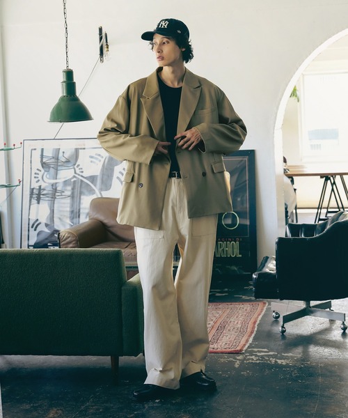 Bleme(ブレム)の「オーバーサイズ セミピークドラペル ダブルテーラードジャケット 【セットアップ対応】(テーラードジャケット・メンズ・ベージュ/チャコール・L/M/S/XL)」の11枚目の写真