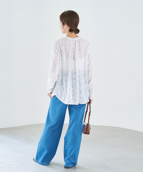 IENA（イエナ）の「カットジャガードクルーネックブラウス（シャツ  