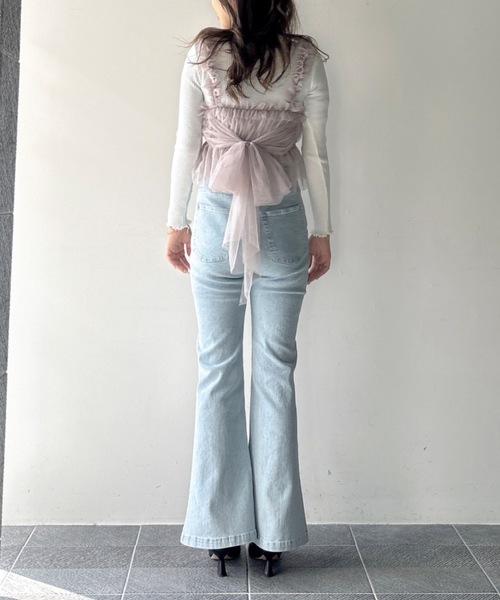 NOMAE（ノーマエ）の「【新色追加】ビジュースリットフレアデニムパンツ（デニムパンツ・レディース・ブルー/ダークブルー/ブラック・FREE）」の17枚目の写真