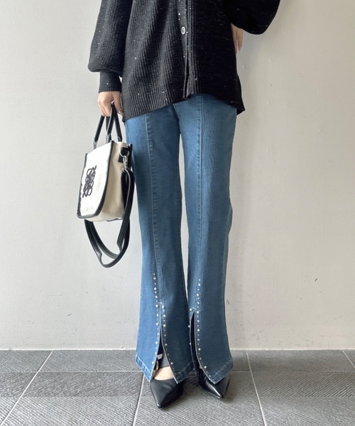 NOMAE サイドリボンフレアデニム S ブルー 完売品 NOMAE サイドリボン