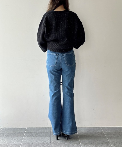 NOMAE（ノーマエ）の「【新色追加】ビジュースリットフレアデニムパンツ（デニムパンツ・レディース・ブルー/ダークブルー/ブラック・FREE）」の7枚目の写真