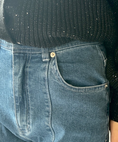 NOMAE（ノーマエ）の「【新色追加】ビジュースリットフレアデニムパンツ（デニムパンツ・レディース・ブルー/ダークブルー/ブラック・FREE）」の6枚目の写真