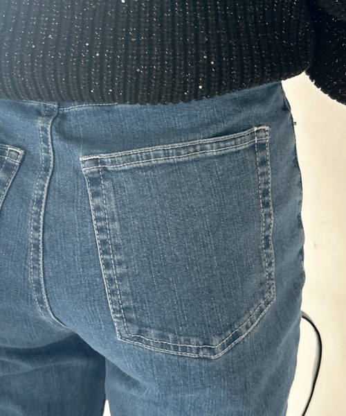 NOMAE（ノーマエ）の「【新色追加】ビジュースリットフレアデニムパンツ（デニムパンツ・レディース・ブルー/ダークブルー/ブラック・FREE）」の4枚目の写真