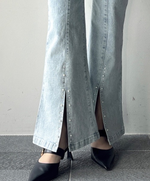 NOMAE（ノーマエ）の「【新色追加】ビジュースリットフレアデニムパンツ（デニムパンツ・レディース・ブルー/ダークブルー/ブラック・FREE）」の16枚目の写真