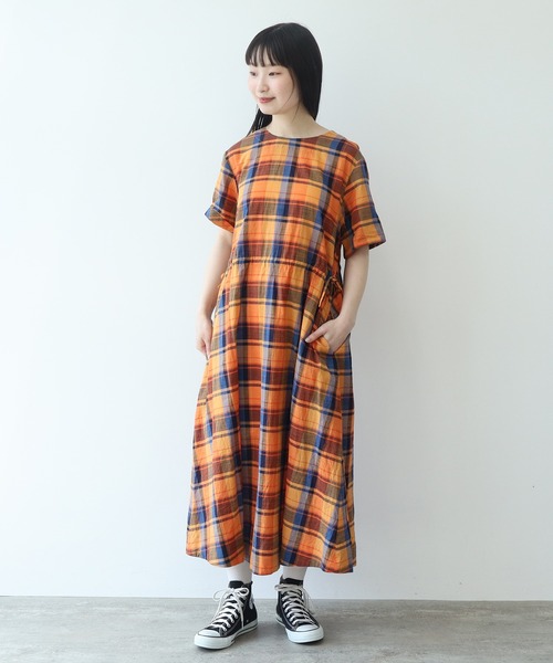 bulle de savon（ビュルデサボン）の「マドラスチェック ワンピース