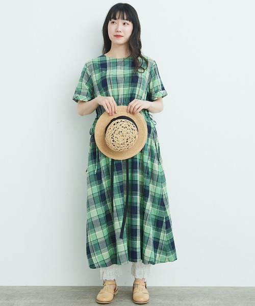 bulle de savon（ビュルデサボン）の「マドラスチェック ワンピース