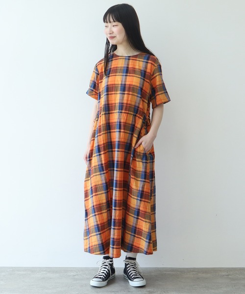 bulle de savon（ビュルデサボン）の「マドラスチェック ワンピース