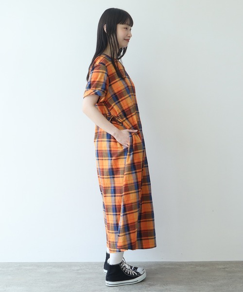 bulle de savon（ビュルデサボン）の「マドラスチェック ワンピース