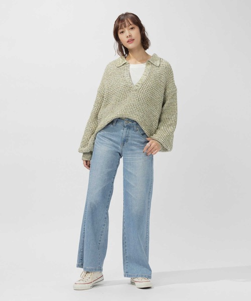 SOMETHING(サムシング)の「SOMETHING(サムシング)【レディース】「LISA」セミワイドパンツ(デニムパンツ・レディース・ライトインディゴブルー・25inch/26inch/27inch/28inch/29inch/30inch/31inch)」の9枚目の写真