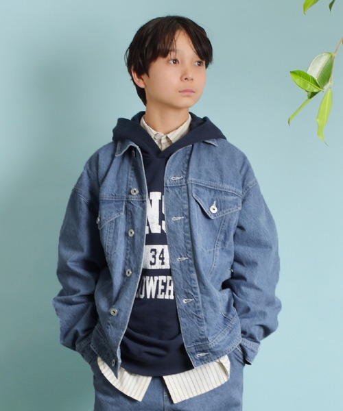 GLAZOS（グラソス）の「デニム・Gジャン（ブルゾン・キッズ・サックスブルー/インディゴブルー・170cm/160cm/150cm/140cm）」の2枚目の写真