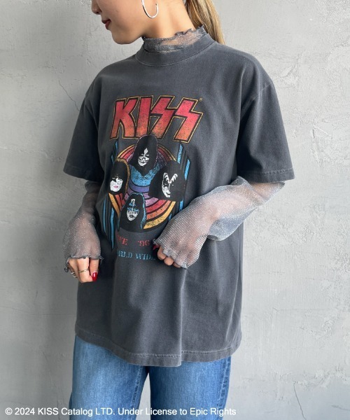 GOOD ROCK SPEED（グッドロックスピード）の「[GOOD ROCK SPEED/グッドロックスピード] 別注 KISS ロックプリントTシャツ（Tシャツ/カットソー・レディース・チャコール・L/XL/F）」の5枚目の写真