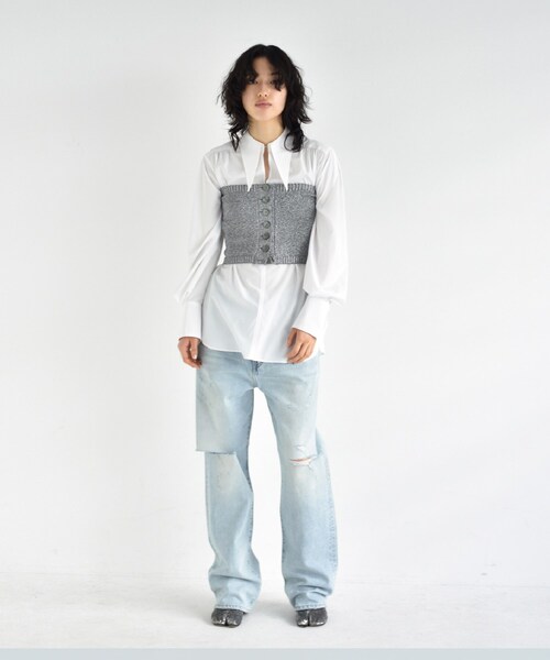 CODE A（コードエー）の「lame knit bustier（ニット/セーター