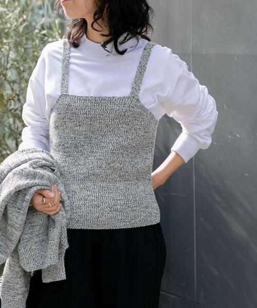 FORK&SPOON（フォークアンドスプーン）の「FORK&SPOON　ミックスヤーンニットビスチェ（ニット/セーター・レディース・ネイビー/ベージュ・1）」の3枚目の写真