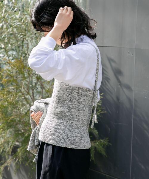 FORK&SPOON（フォークアンドスプーン）の「FORK&SPOON　ミックスヤーンニットビスチェ（ニット/セーター・レディース・ネイビー/ベージュ・1）」の4枚目の写真