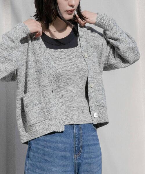 FORK&SPOON（フォークアンドスプーン）の「FORK&SPOON　ミックスヤーンニットビスチェ（ニット/セーター・レディース・ネイビー/ベージュ・1）」の9枚目の写真