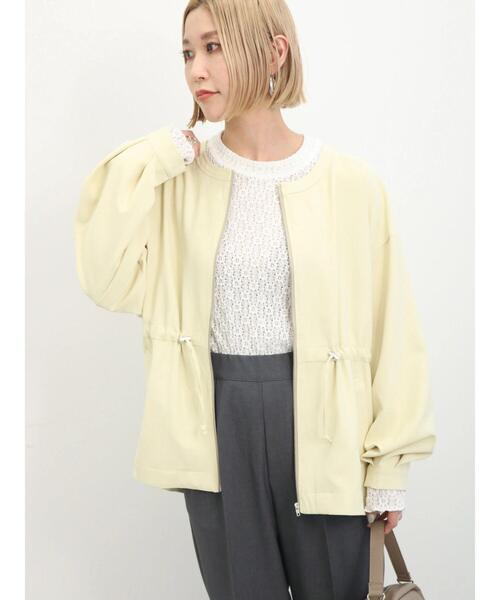 Samansa Mos2 blue（サマンサモスモスブルー）の「【イージーケア】ウエストドロストブルゾン（ブルゾン・レディース・イエロー/ライトベージュ/ブラック・F）」の3枚目の写真