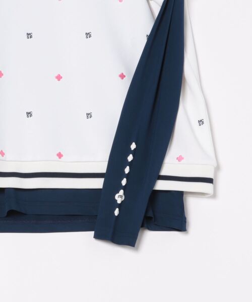 marie claire(マリ・クレール)の「marie claire GOLF/マリクレール ゴルフ ゴルフウェア ブランド ロゴ 刺繍 軽量 接触冷感 ダンボールニット 半袖 シャツ 長袖 インナーシャツ セット(Tシャツ/カットソー・レディース・ブラック/ホワイト・L/M/LL)」の4枚目の写真