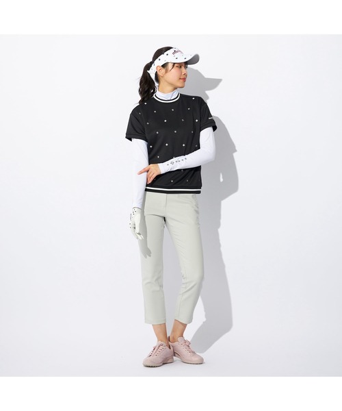 marie claire(マリ・クレール)の「marie claire GOLF/マリクレール ゴルフ ゴルフウェア ブランド ロゴ 刺繍 軽量 接触冷感 ダンボールニット 半袖 シャツ 長袖 インナーシャツ セット(Tシャツ/カットソー・レディース・ブラック/ホワイト・L/M/LL)」の19枚目の写真
