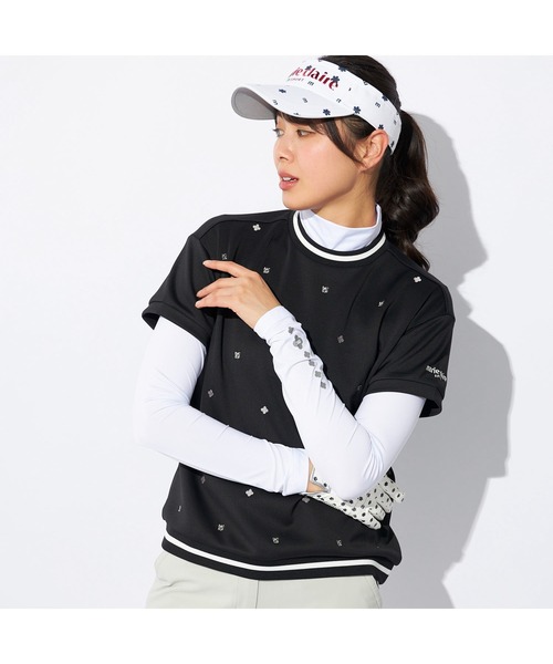 marie claire(マリ・クレール)の「marie claire GOLF/マリクレール ゴルフ ゴルフウェア ブランド ロゴ 刺繍 軽量 接触冷感 ダンボールニット 半袖 シャツ 長袖 インナーシャツ セット(Tシャツ/カットソー・レディース・ブラック/ホワイト・L/M/LL)」の21枚目の写真