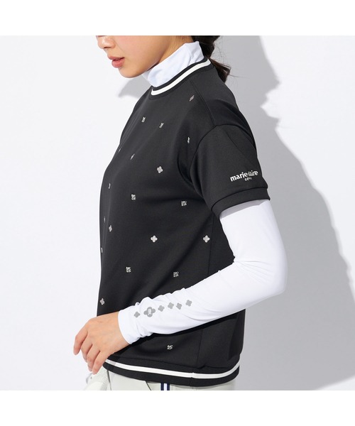 marie claire(マリ・クレール)の「marie claire GOLF/マリクレール ゴルフ ゴルフウェア ブランド ロゴ 刺繍 軽量 接触冷感 ダンボールニット 半袖 シャツ 長袖 インナーシャツ セット(Tシャツ/カットソー・レディース・ブラック/ホワイト・L/M/LL)」の17枚目の写真