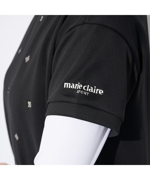 marie claire(マリ・クレール)の「marie claire GOLF/マリクレール ゴルフ ゴルフウェア ブランド ロゴ 刺繍 軽量 接触冷感 ダンボールニット 半袖 シャツ 長袖 インナーシャツ セット(Tシャツ/カットソー・レディース・ブラック/ホワイト・L/M/LL)」の13枚目の写真