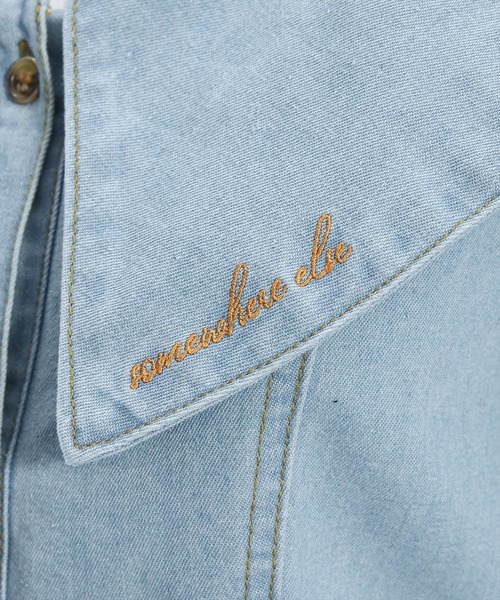 clear（クリア）の「刺繍入りビックカラーデニムミニワンピース≪2024SS新作≫（ワンピース・レディース・インディゴブルー/ライトブルー・F）」の10枚目の写真