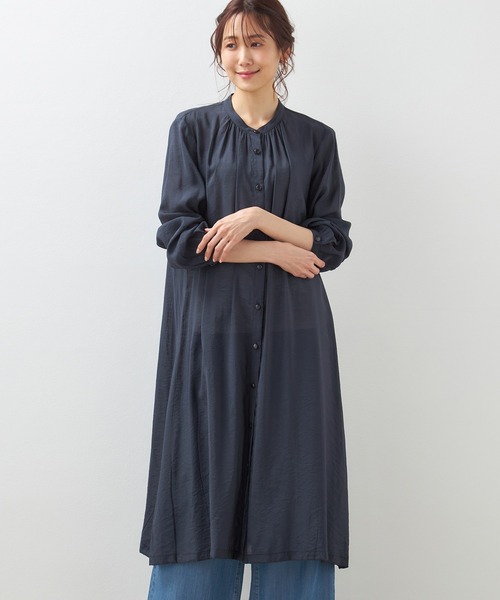 Petit Honfleur（プチオンフルール）の「シアーサマーシャツワンピース（ワンピース・レディース・ピンク/ネイビー/アイボリー・9号/11号/13号）」の3枚目の写真