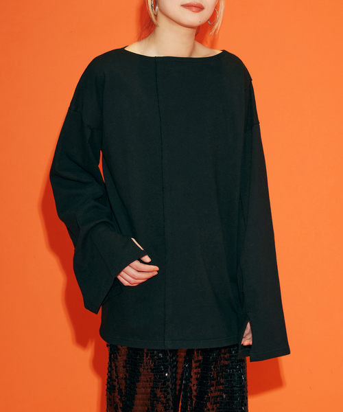 CITYSHOP（シティーショップ）の「[THE MOOD] BIG LONG Tシャツ（Tシャツ/カットソー・レディース・ホワイト/ブラック・FREE）」の2枚目の写真