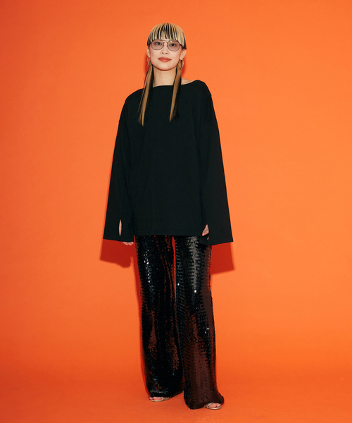 CITYSHOP（シティーショップ）の「[THE MOOD] BIG LONG Tシャツ（Tシャツ/カットソー・レディース・ホワイト/ブラック・FREE）」の5枚目の写真