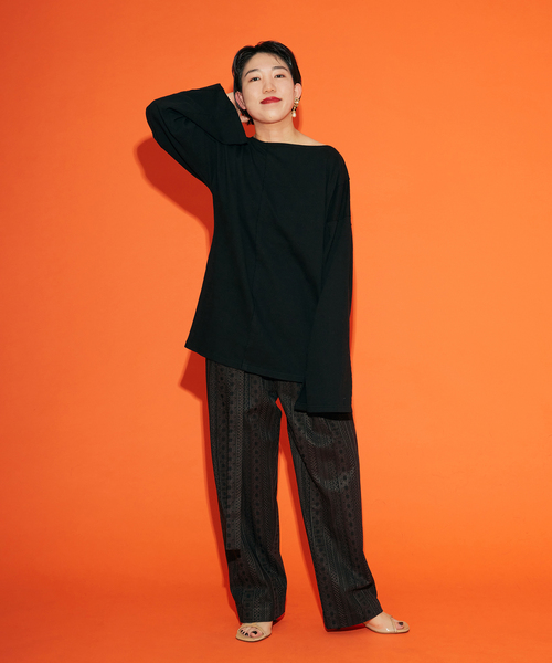CITYSHOP（シティーショップ）の「[THE MOOD] BIG LONG Tシャツ（Tシャツ/カットソー・レディース・ホワイト/ブラック・FREE）」の6枚目の写真