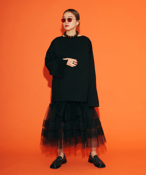 CITYSHOP（シティーショップ）の「[THE MOOD] BIG LONG Tシャツ（Tシャツ/カットソー・レディース・ホワイト/ブラック・FREE）」の8枚目の写真