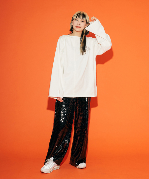 CITYSHOP（シティーショップ）の「[THE MOOD] BIG LONG Tシャツ（Tシャツ/カットソー・レディース・ホワイト/ブラック・FREE）」の11枚目の写真