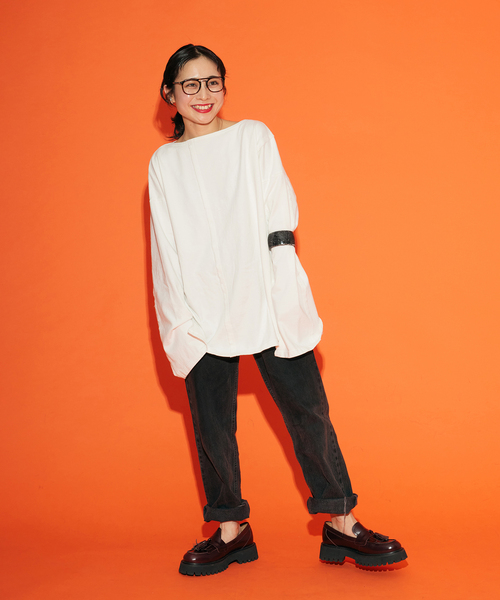 CITYSHOP（シティーショップ）の「[THE MOOD] BIG LONG Tシャツ（Tシャツ/カットソー・レディース・ホワイト/ブラック・FREE）」の13枚目の写真