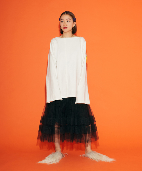 CITYSHOP（シティーショップ）の「[THE MOOD] BIG LONG Tシャツ（Tシャツ/カットソー・レディース・ホワイト/ブラック・FREE）」の14枚目の写真
