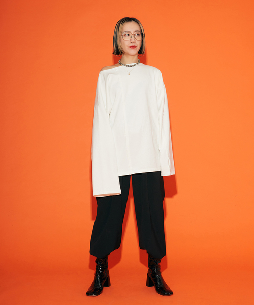 CITYSHOP（シティーショップ）の「[THE MOOD] BIG LONG Tシャツ（Tシャツ/カットソー・レディース・ホワイト/ブラック・FREE）」の3枚目の写真
