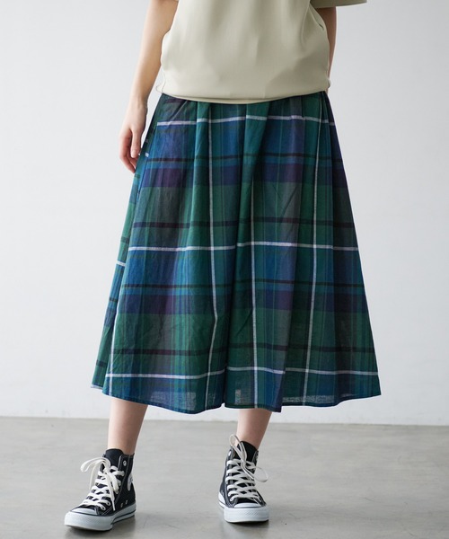 Arnold Palmer(アーノルドパーマー)の「マドラスチェック スカート(スカート・レディース・イエロー/ダークグリーン/ミント・L/M/S)」の2枚目の写真