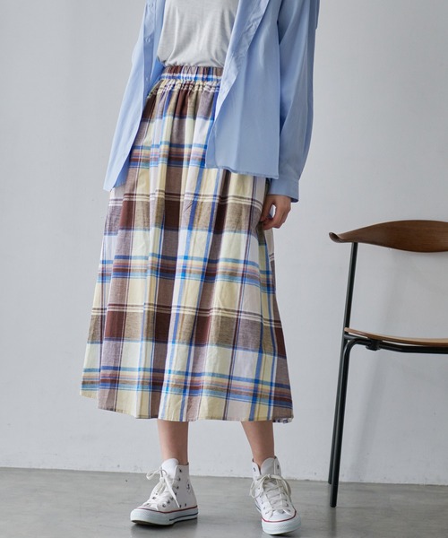 Arnold Palmer(アーノルドパーマー)の「マドラスチェック スカート(スカート・レディース・イエロー/ダークグリーン/ミント・L/M/S)」の6枚目の写真