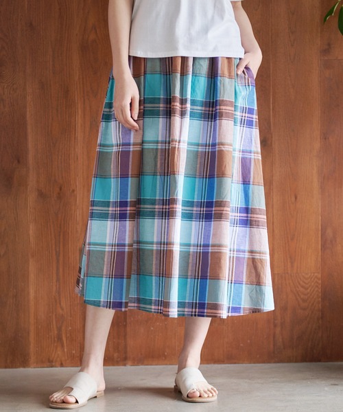 Arnold Palmer(アーノルドパーマー)の「マドラスチェック スカート(スカート・レディース・イエロー/ダークグリーン/ミント・L/M/S)」の11枚目の写真