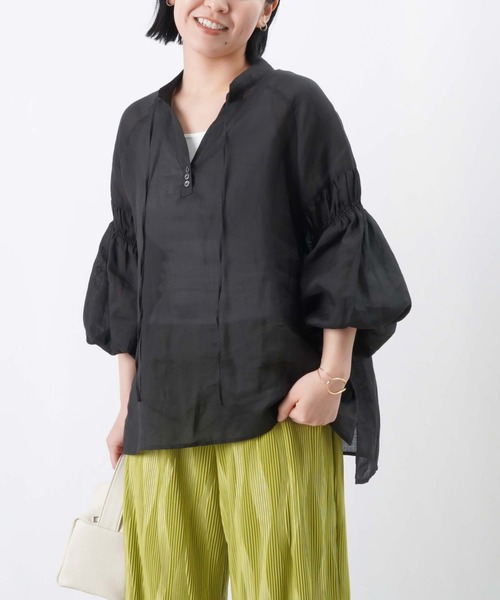 ブラウス シャツ LC/LLL リネンスキッパーブラウス レディース UNTITLED ブラウス シャツ 「シアー／麻調合繊」スラブ