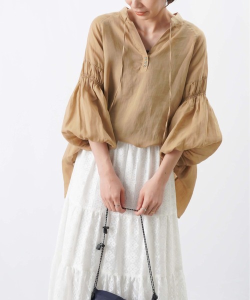 ブラウス シャツ LC/LLL リネンスキッパーブラウス レディース UNTITLED ブラウス シャツ 「シアー／麻調合繊」スラブ