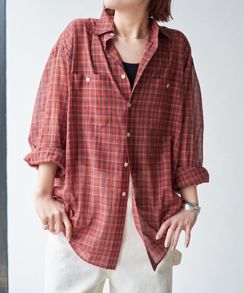 美品　チェック　ブラウス　スピックアンドスパン 楽天市場】《追加》オンブレーチェックルーズシャツ Spick