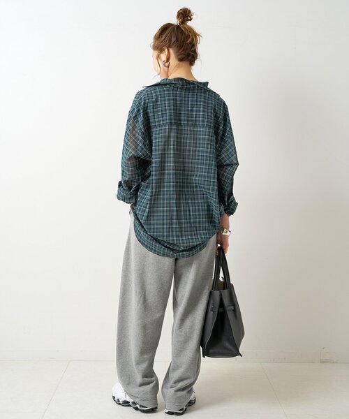 極美品✨スピックアンドスパン　コットンボイルチェックシャツ　ブルー　ゆったり Spick & Span（スピックアンドスパン）の「《追加》コットン