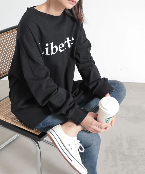 and it_(アンドイット)の「ロゴロングスリーブゆるカットソー(Tシャツ/カットソー・レディース・ホワイト×レッド/ホワイト×ブラック/ブラック・M)」の12枚目の写真