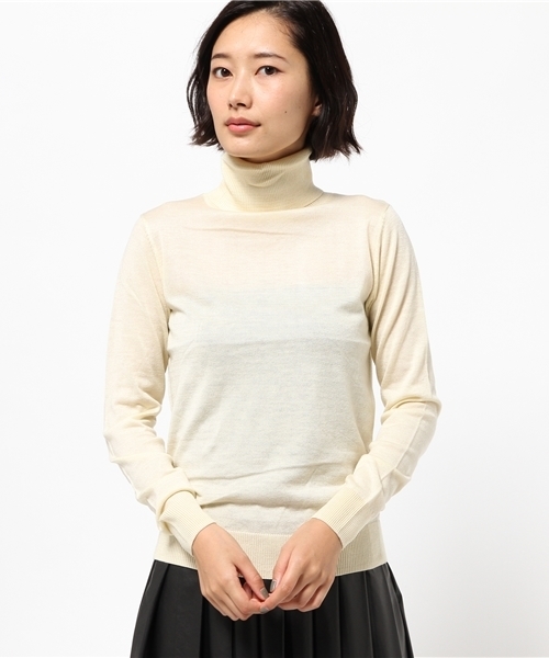 koe（コエ）の「ベーシックタートルネック長袖ニットプルオーバー（ニット/セーター・レディース・ピンク/杢グレー/ブルー/ワインレッド/アイボリー/ブラック・MEDIUM/LARGE/SMALL）」の2枚目の写真