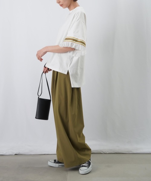 LUCA/LADY LUCK LUCA（ルカ/レディラックルカ）の「LC/LLL メッシュフリルラインTシャツ / 配色ラインテープ×メッシュワイドTee（Tシャツ/カットソー・レディース・オフホワイト/ブラック/ブラウン・FREE）」の14枚目の写真