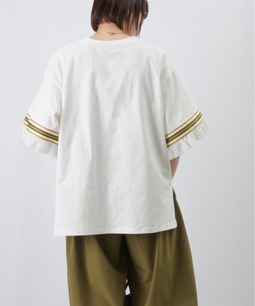 LUCA/LADY LUCK LUCA（ルカ/レディラックルカ）の「LC/LLL メッシュフリルラインTシャツ / 配色ラインテープ×メッシュワイドTee（Tシャツ/カットソー・レディース・オフホワイト/ブラック/ブラウン・FREE）」の17枚目の写真