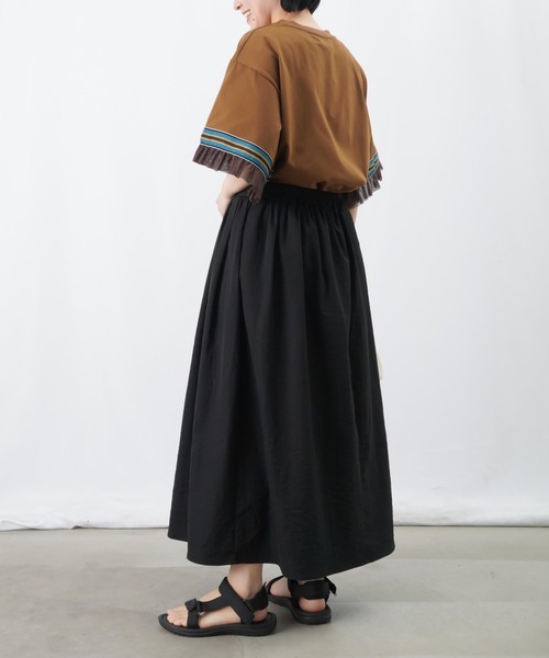 LUCA/LADY LUCK LUCA（ルカ/レディラックルカ）の「LC/LLL メッシュフリルラインTシャツ / 配色ラインテープ×メッシュワイドTee（Tシャツ/カットソー・レディース・オフホワイト/ブラック/ブラウン・FREE）」の6枚目の写真